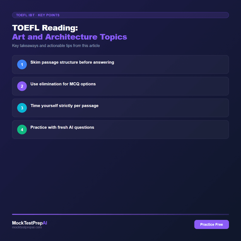 TOEFL Reading: Art and Architecture Topics infographic
