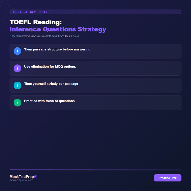 TOEFL Reading: Inference Questions Strategy infographic