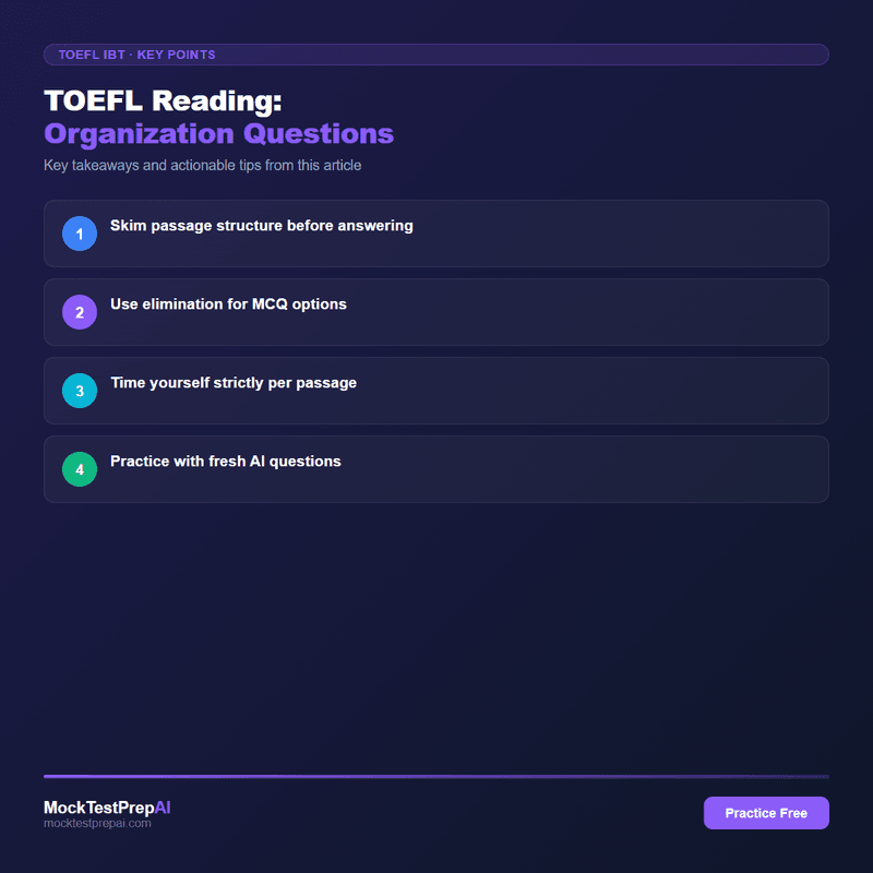 TOEFL Reading: Organization Questions infographic