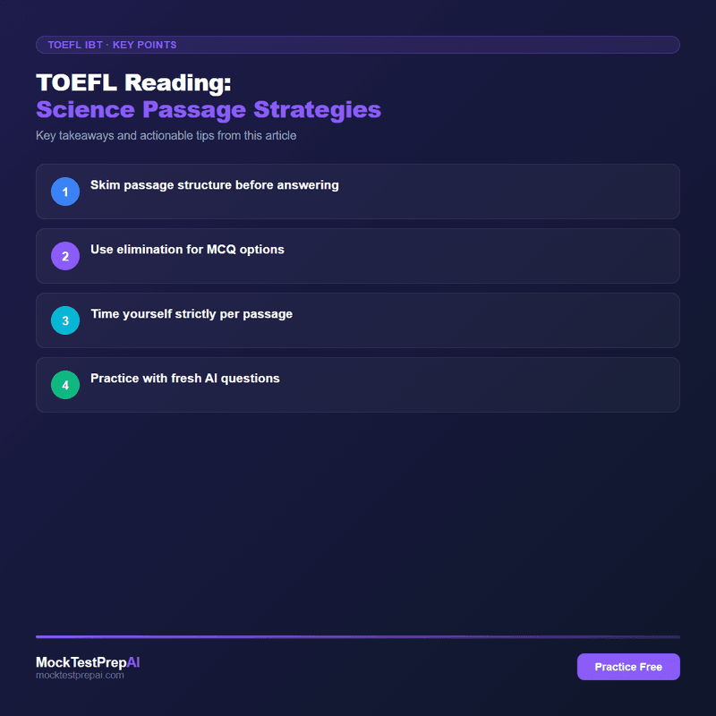 TOEFL Reading: Science Passage Strategies infographic