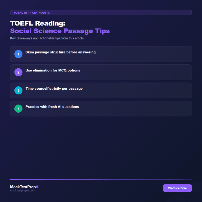 TOEFL Reading: Social Science Passage Tips infographic