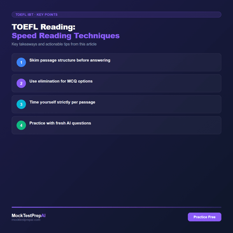 TOEFL Reading: Speed Reading Techniques infographic
