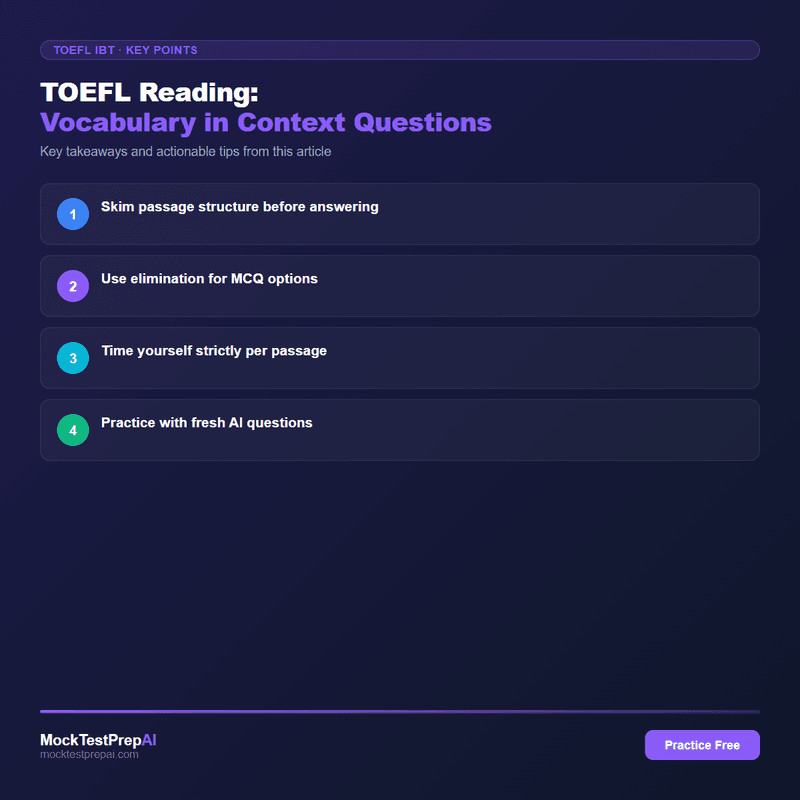 TOEFL Reading: Vocabulary in Context Questions infographic