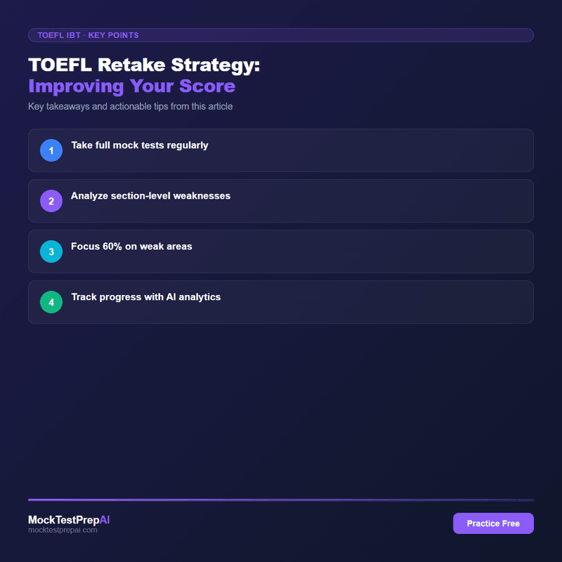 TOEFL Retake Strategy: Improving Your Score infographic