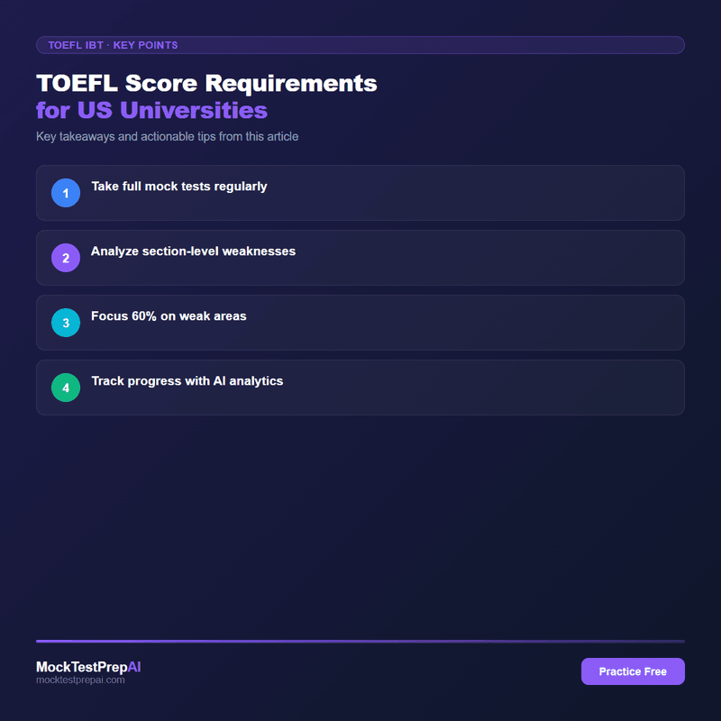TOEFL Score Requirements for US Universities infographic