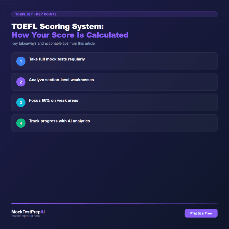 TOEFL Scoring System: How Your Score Is Calculated infographic