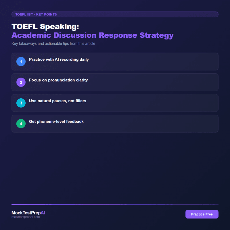 TOEFL Speaking: Academic Discussion Response Strategy infographic