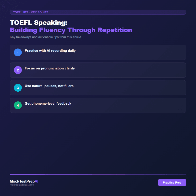 TOEFL Speaking: Building Fluency Through Repetition infographic