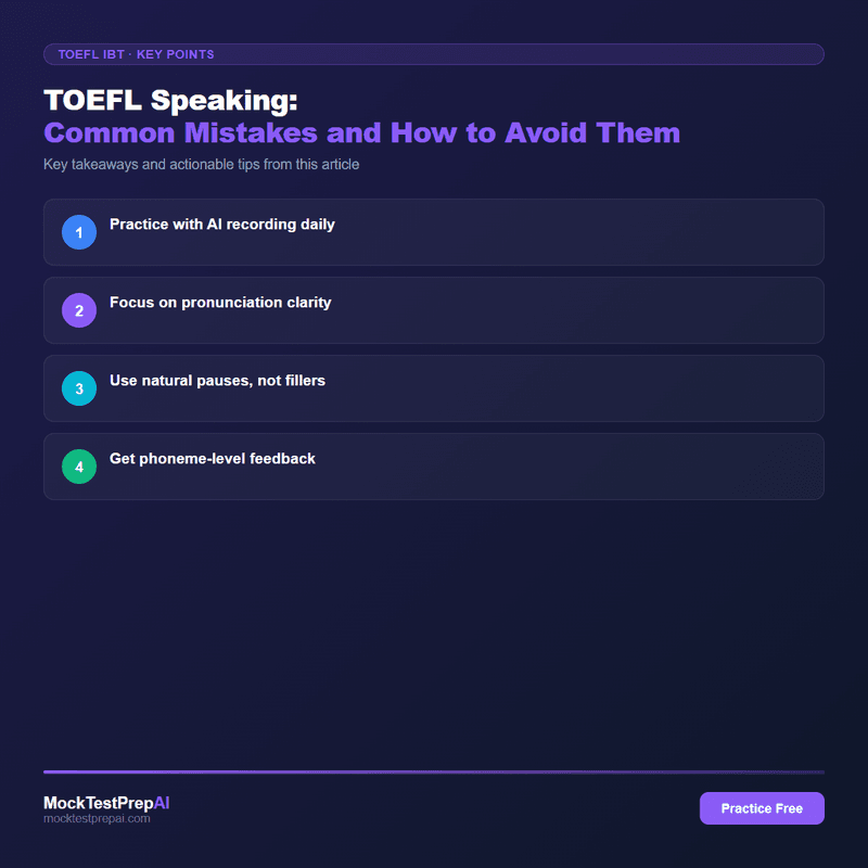 TOEFL Speaking: Common Mistakes and How to Avoid Them infographic
