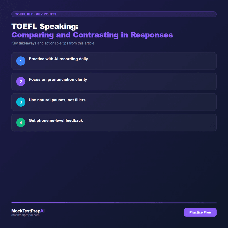 TOEFL Speaking: Comparing and Contrasting in Responses infographic