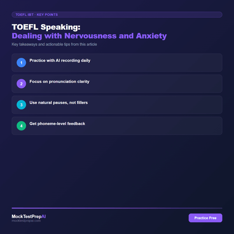 TOEFL Speaking: Dealing with Nervousness and Anxiety infographic