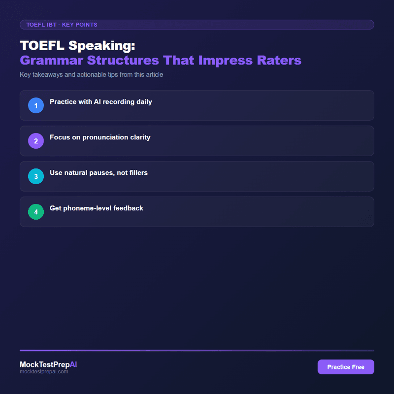TOEFL Speaking: Grammar Structures That Impress Raters infographic