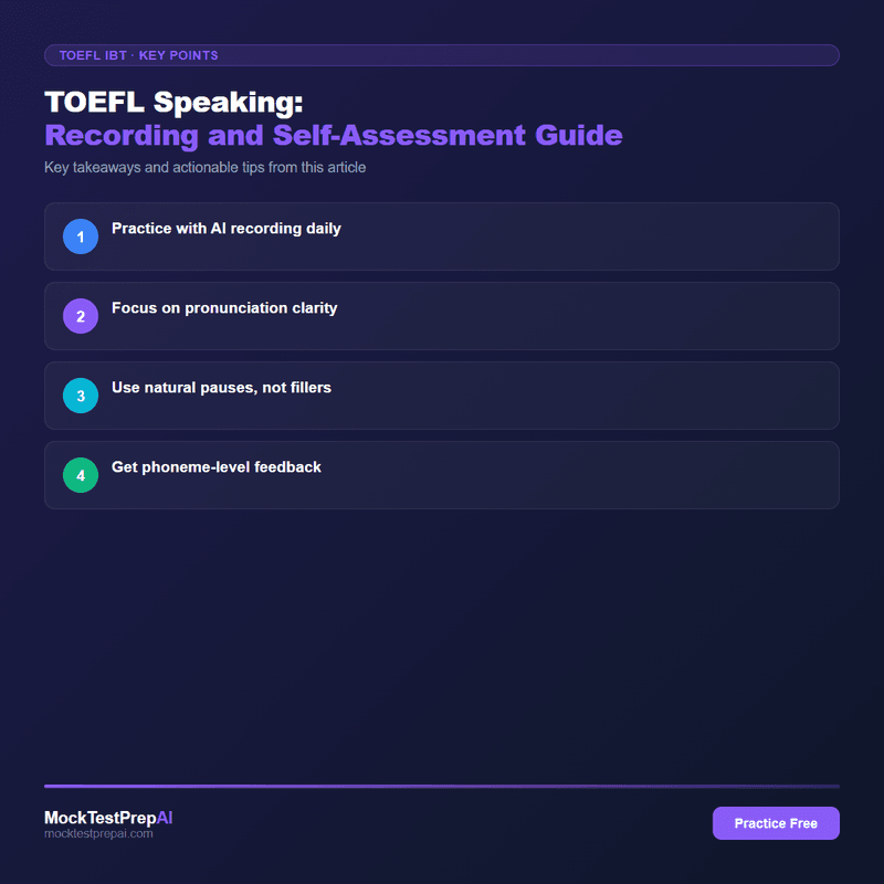 TOEFL Speaking: Recording and Self-Assessment Guide infographic