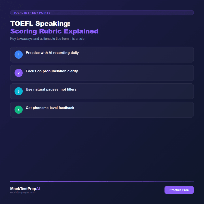 TOEFL Speaking: Scoring Rubric Explained infographic