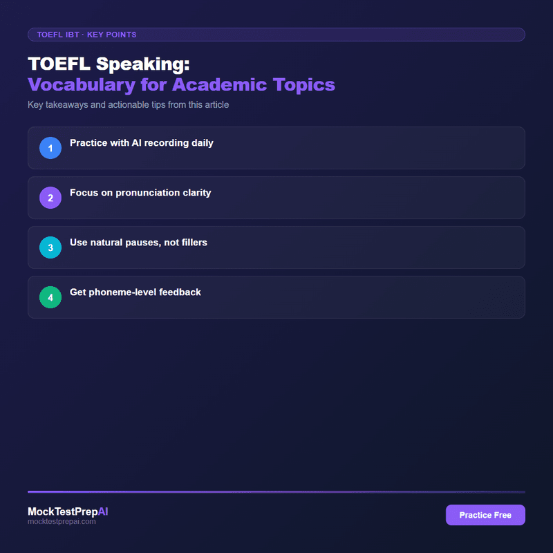 TOEFL Speaking: Vocabulary for Academic Topics infographic