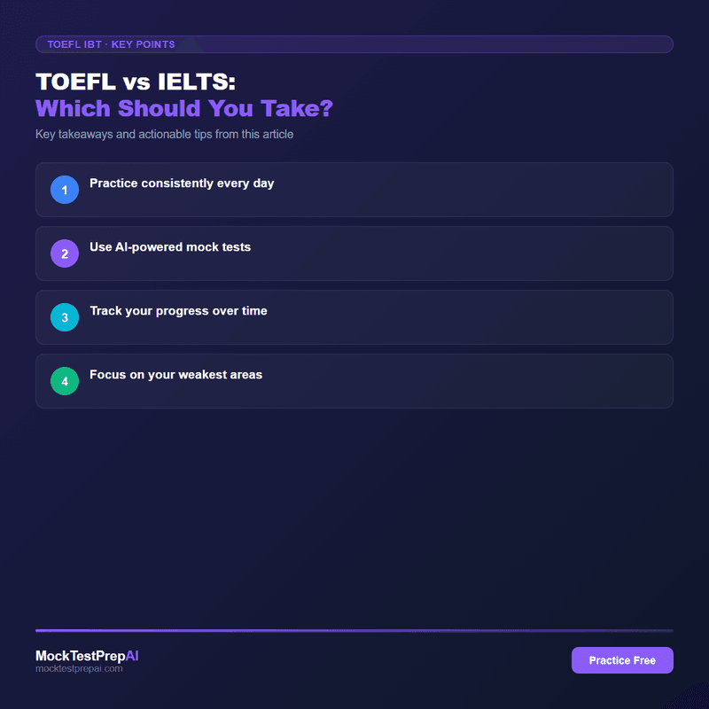 TOEFL vs IELTS: Which Should You Take? infographic