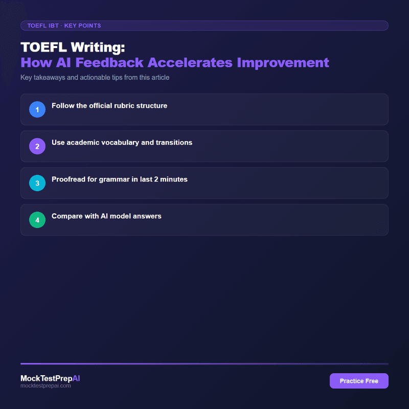 TOEFL Writing: How AI Feedback Accelerates Improvement infographic