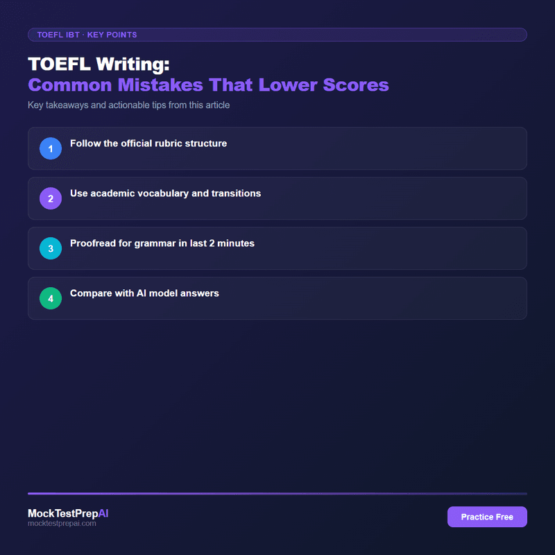 TOEFL Writing: Common Mistakes That Lower Scores infographic