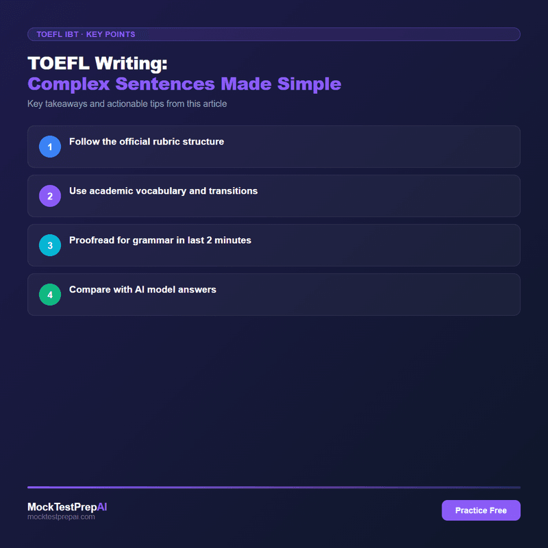 TOEFL Writing: Complex Sentences Made Simple infographic