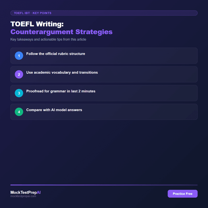 TOEFL Writing: Counterargument Strategies infographic