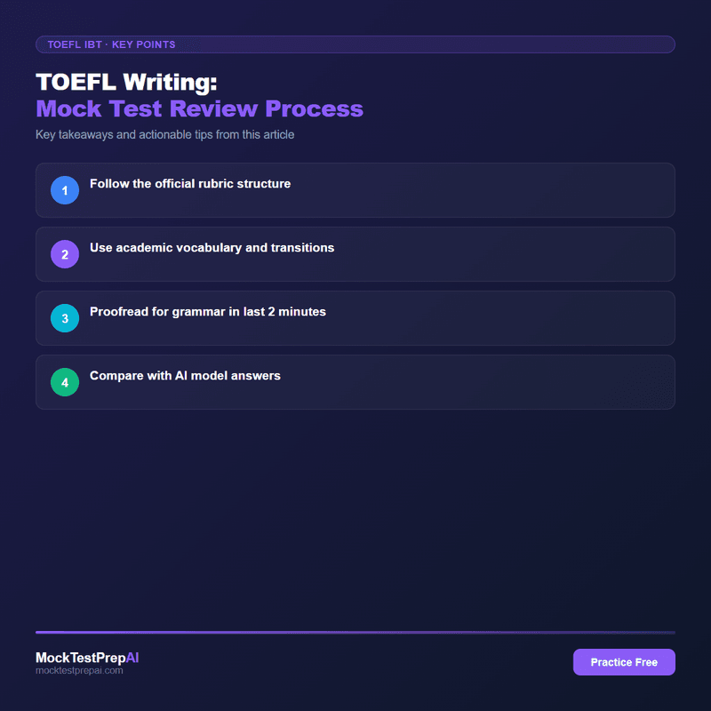 TOEFL Writing: Mock Test Review Process infographic