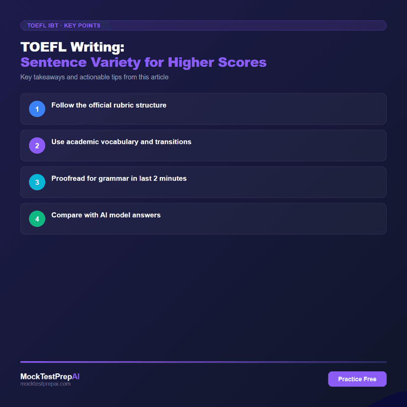 TOEFL Writing: Sentence Variety for Higher Scores infographic