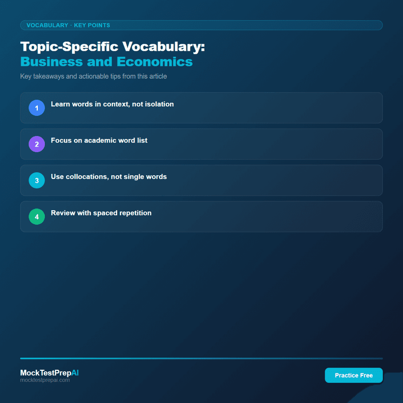 Topic-Specific Vocabulary: Business and Economics infographic
