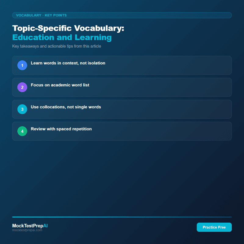 Topic-Specific Vocabulary: Education and Learning infographic