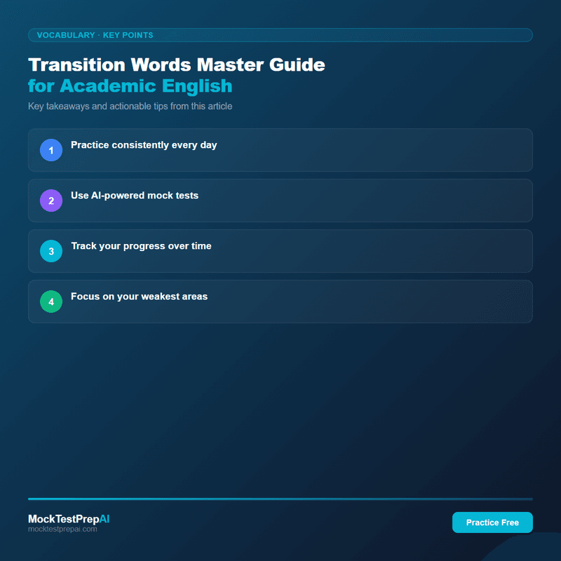 Transition Words Master Guide for Academic English infographic