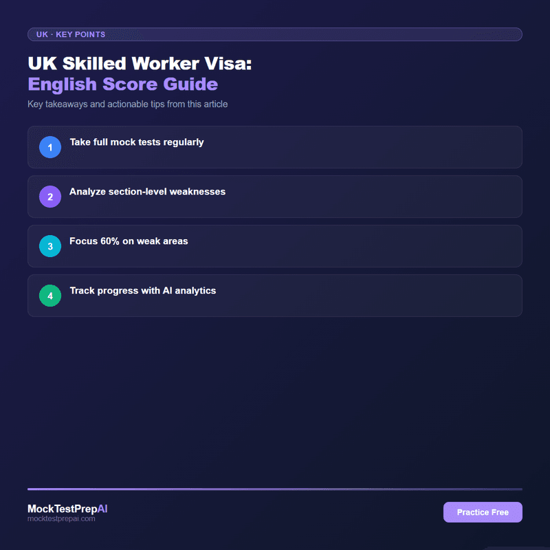 UK Skilled Worker Visa: English Score Guide infographic