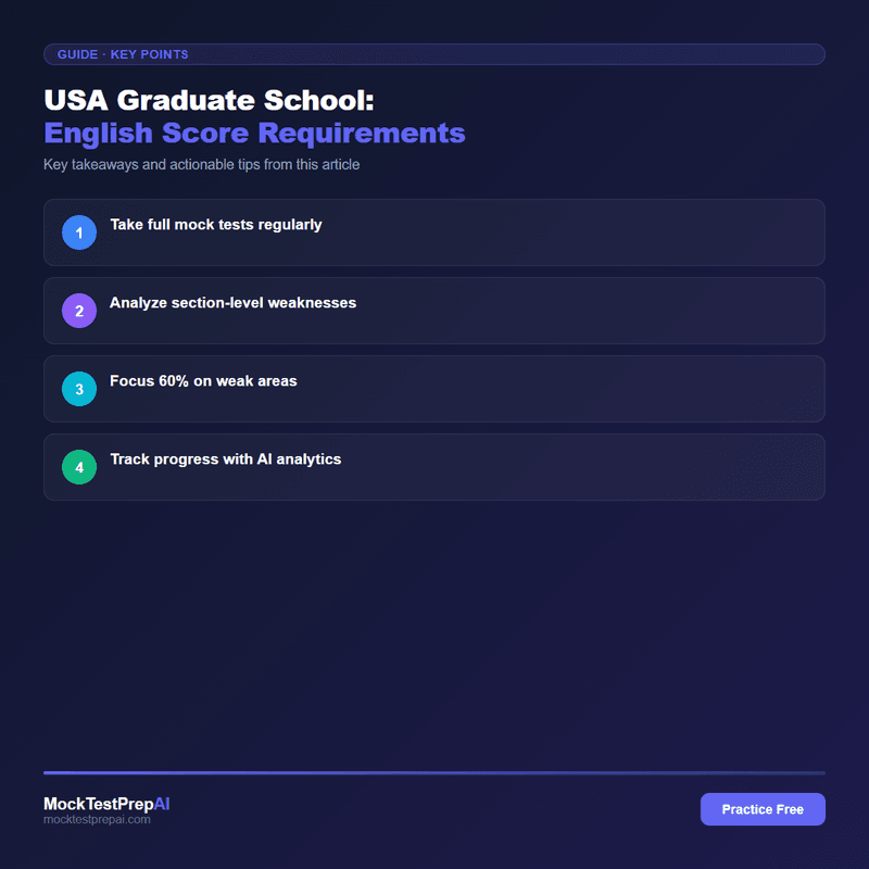 USA Graduate School: English Score Requirements infographic