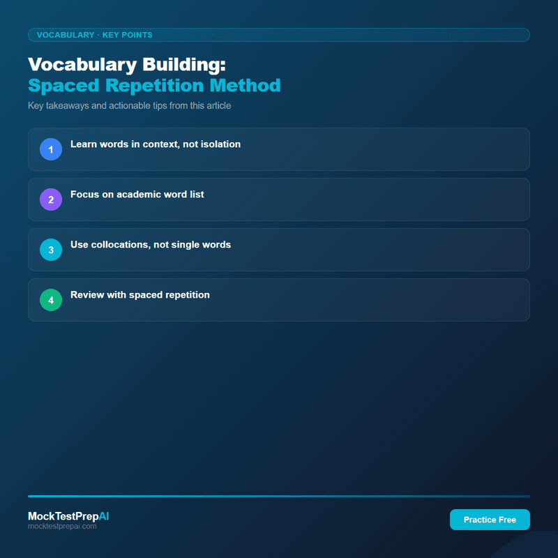 Vocabulary Building: Spaced Repetition Method infographic