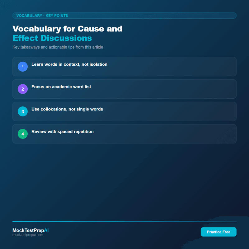 Vocabulary for Cause and Effect Discussions infographic