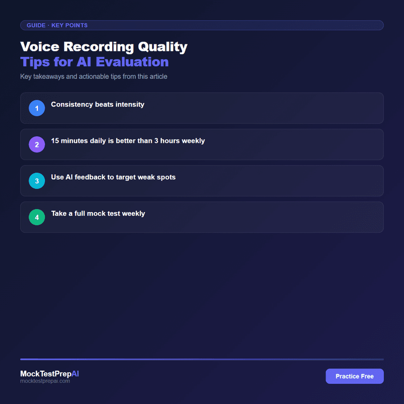 Voice Recording Quality Tips for AI Evaluation infographic