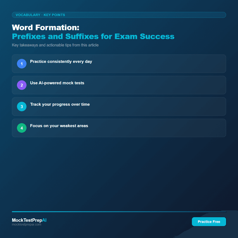 Word Formation: Prefixes and Suffixes for Exam Success infographic